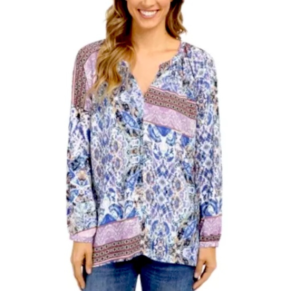 NYDJ Long Sleeve Boho Print Tunic